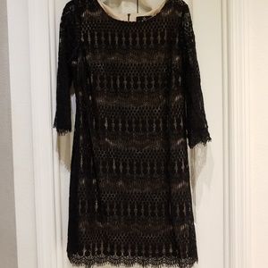 Nwot Black lace overlay dress
